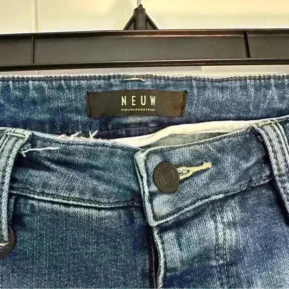 NEUW Men’s Iggy Skinny distressed raw hem medium wash jean size 32x32 designer - Picture 3 of 10